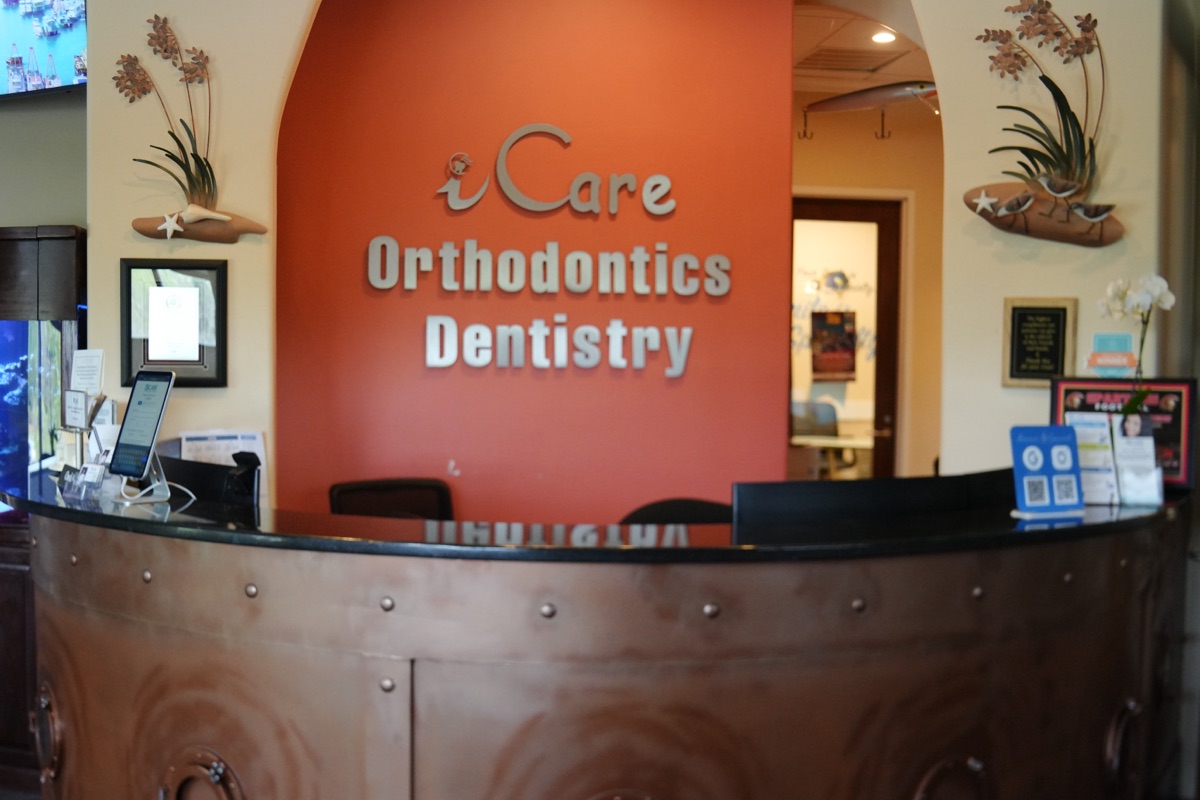 iCare Orthodontics & Dentistry reception desk in Norcross, GA